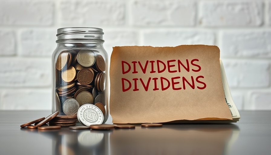 Dividend stocks yielding 5% concept with coins and label.