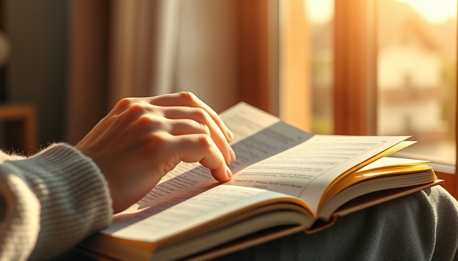 Hands gently turning pages of a book in warm sunlight, illustrating reading.