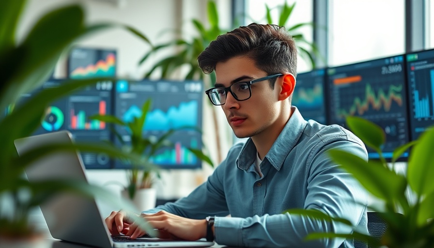 Professional analyzing data on screens for AI search optimization.