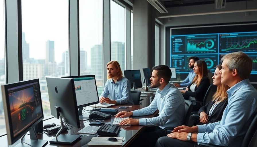Digital marketing team in London office analyzing data.