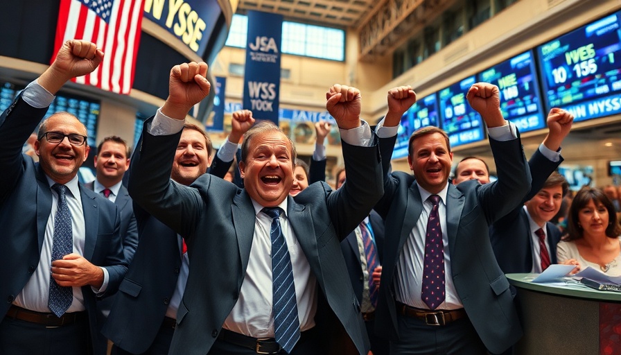Celebration at the New York Stock Exchange, linked to the stablecoin legislation impact on small businesses.