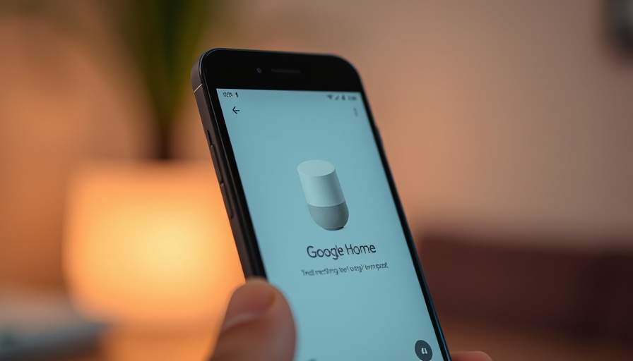 Smartphone displaying Google Home app in warm lighting for family control