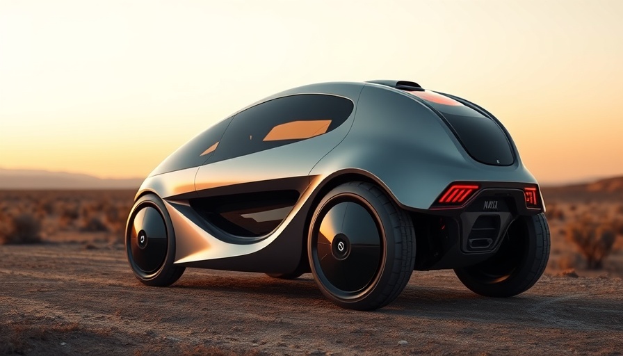 Futuristic robotaxi in open landscape at dawn, Uber robotaxi investment.