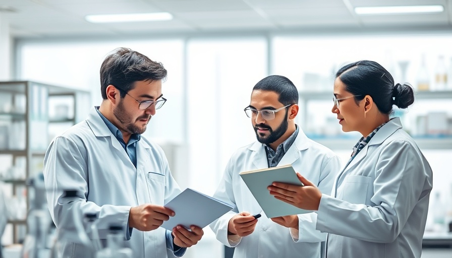 Scientists collaborating in a lab discussing whole-brain organoid research.