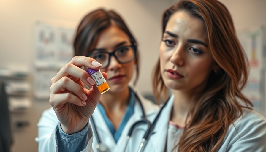 Doctor assessing medication for bioidentical hormone therapy in office.