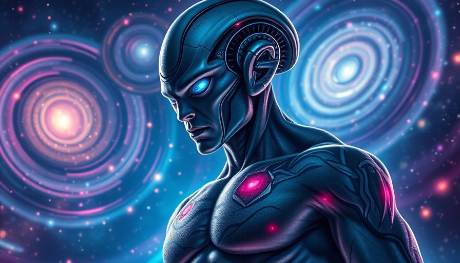 Futuristic book cover of sci-fi alien romance, with celestial tattoos.