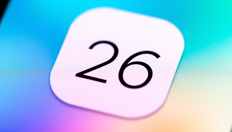 Minimalist design depicting iOS 26 icon with gradient backdrop.