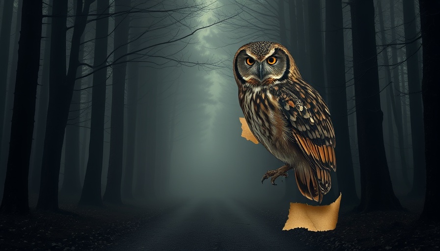 Mysterious historical fiction mystery book cover with owl and foggy forest.
