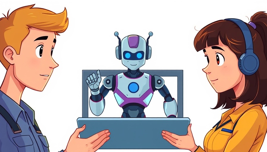 Illustration of AI job displacement among young workers with a robot.