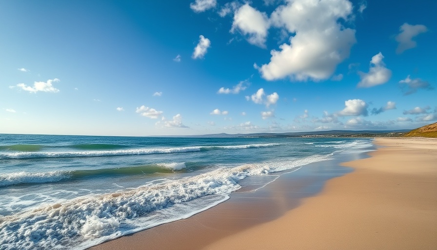 Waves of Change in Pelican Crossing, tranquil beach scene.