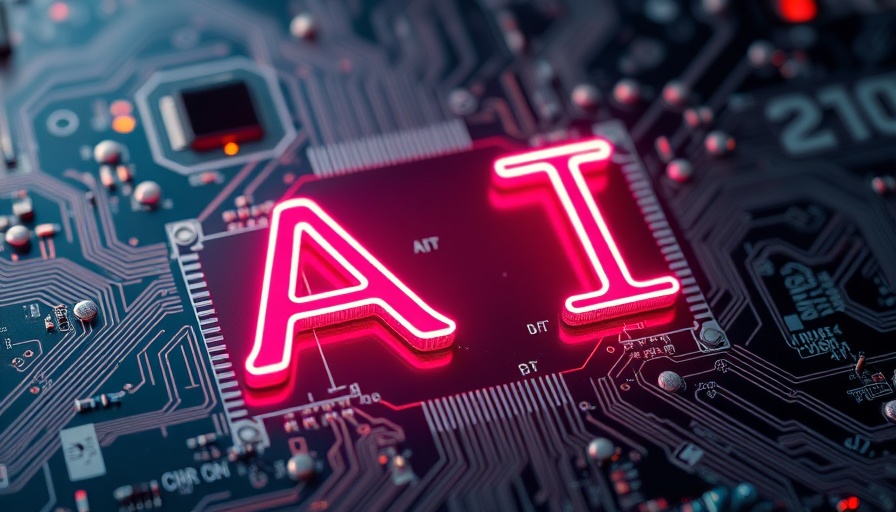 Neon 'AI' on circuit board embodies AI revolution