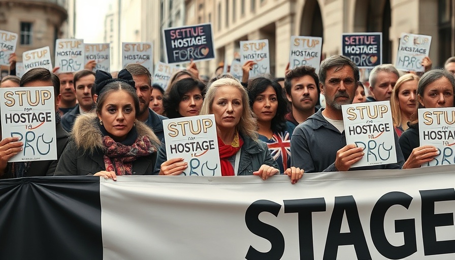 Israeli tech firms strike for hostages protest with diverse participants holding posters.