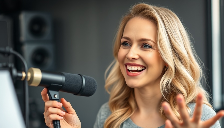 Engaged woman speaking in studio, Do you believe in angels podcast.