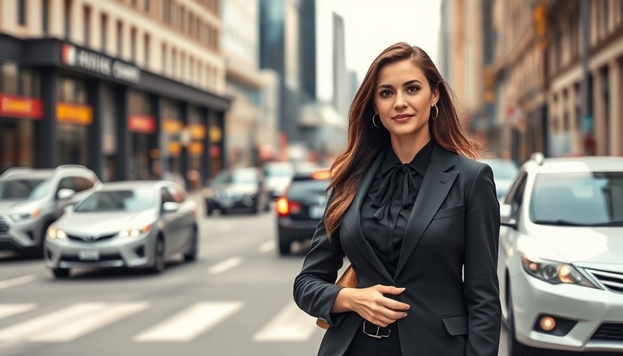 Confident woman on city street symbolizing career transition