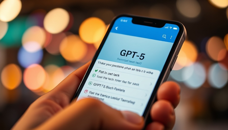 GPT-5 app display on smartphone with vibrant bokeh background
