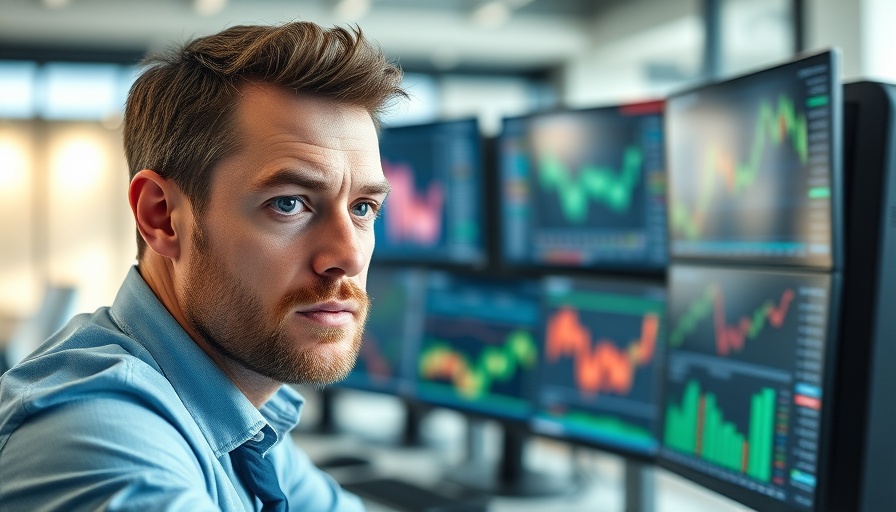 Analyst studying financial data on screens, impact of US tariffs on business.