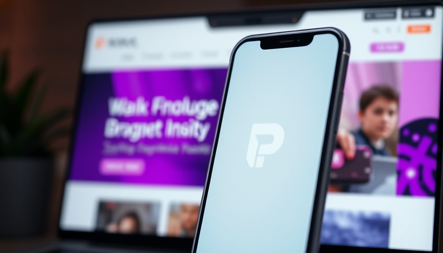 Smartphone showing logo with website in the background; business growth capital theme.
