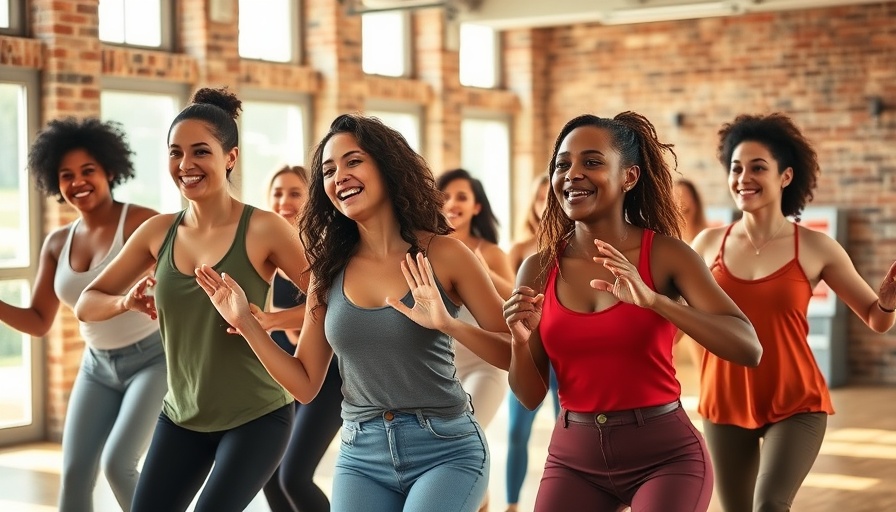 Group exercise promoting heart health habits during menopause.