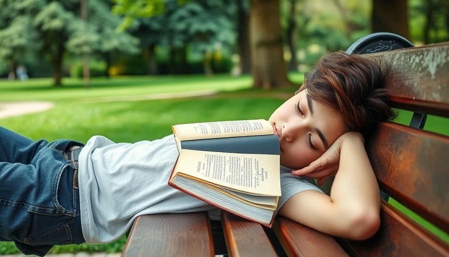 Focus Friend app for reading: person resting with book on face on park bench.