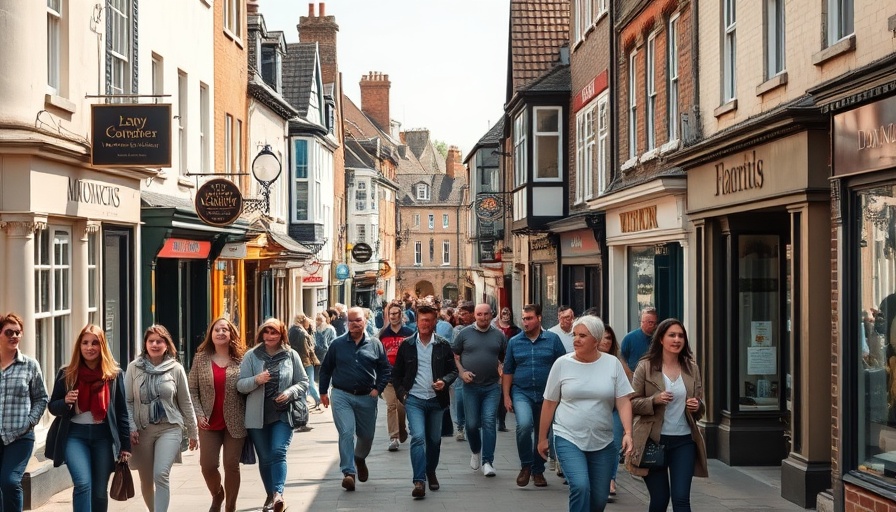 Busy Monmouthshire street promoting local business support.