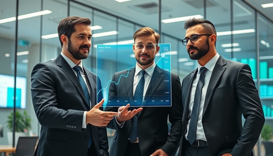 Business professionals discussing AI voice agents in modern office