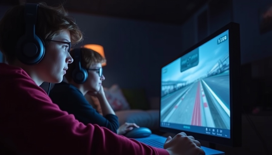 Young gamers focused on a racing game, Online Gaming Bill 2025 theme.