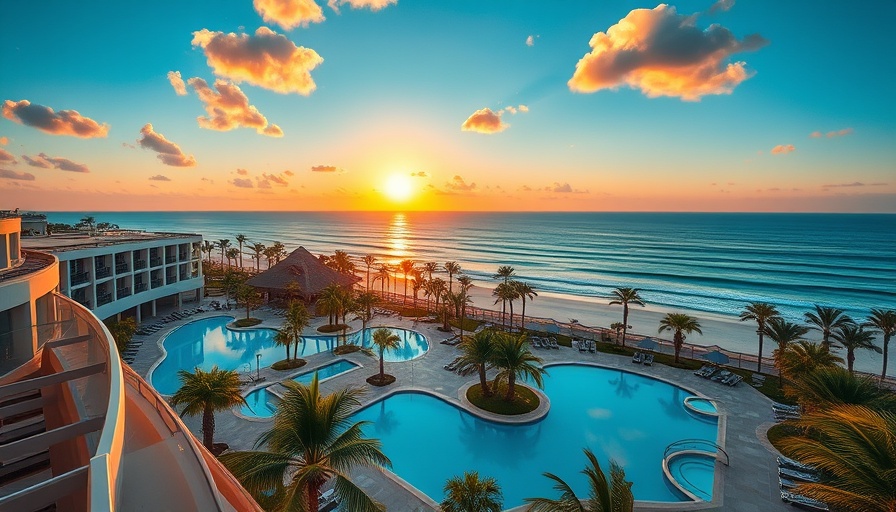 Garza Blanca Los Cabos resort pools and ocean view at sunset, showcasing luxury.