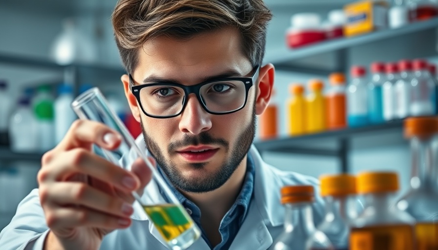 AI contributions changing the world: scientist in lab with test tube.