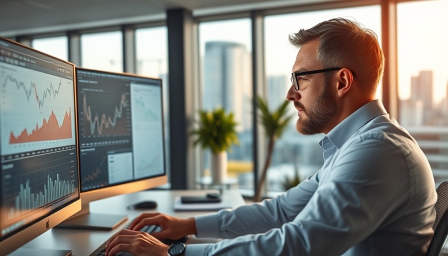 Focused professional in office analyzing data on screens; seo how.