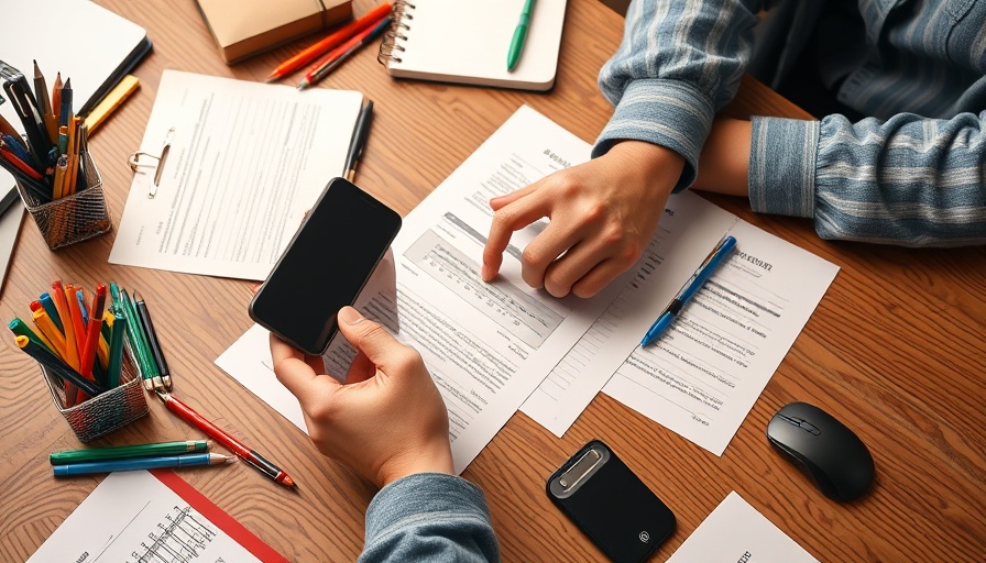 Hands displaying essential business skills for success, organizing papers.