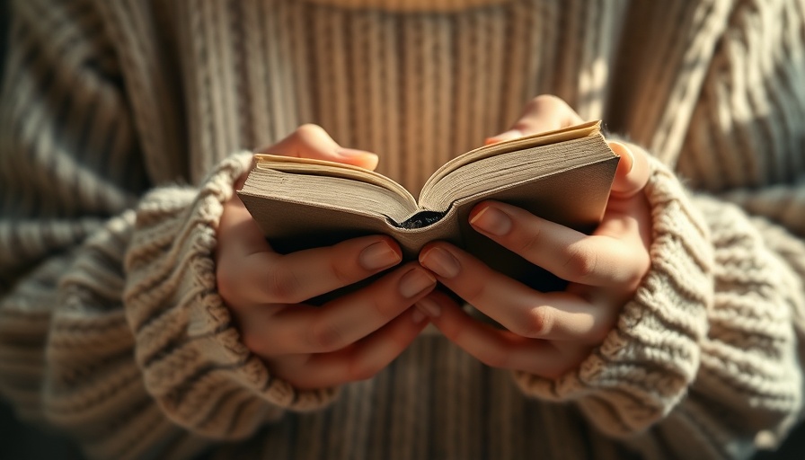 Cozy reading setting with a sweater-clad person and a book, historical fiction mystery atmosphere.