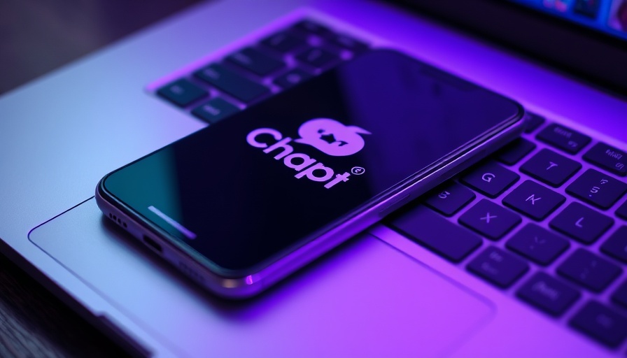 Smartphone with ChatGPT logo on a laptop keyboard showing AI for business growth.