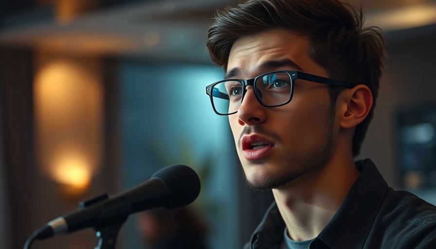 Young man discussing the truth about vaping indoors.