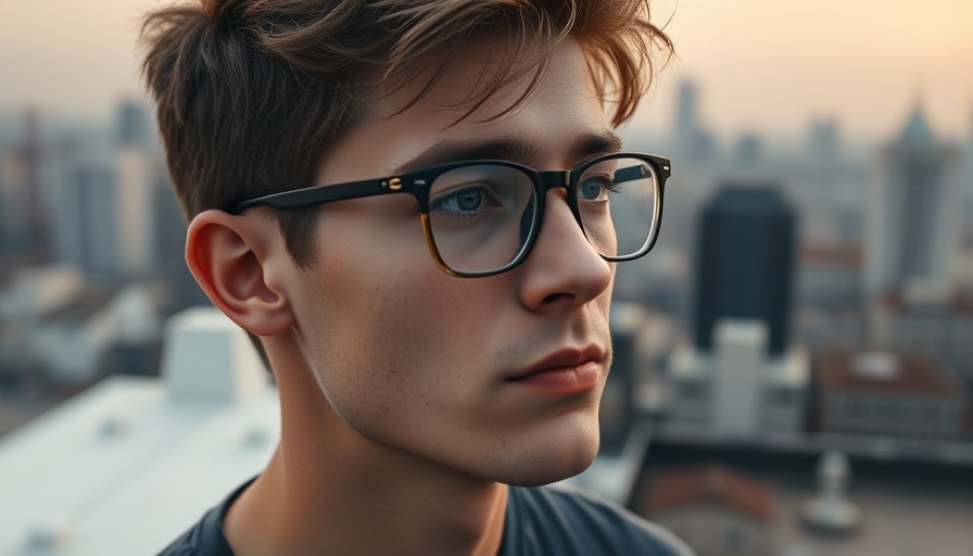 Contemplative young man reflecting under a clear blue sky.