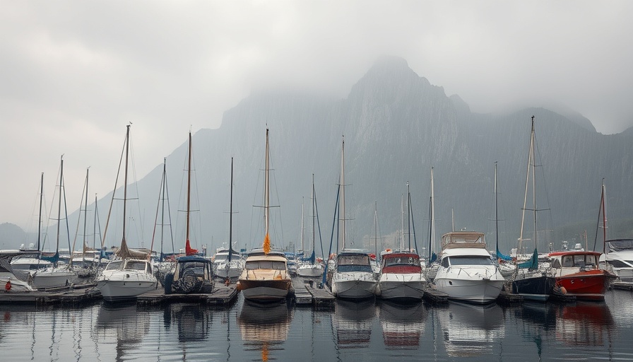 Tropical Storm Kiko affecting Los Cabos marina with anchored boats.