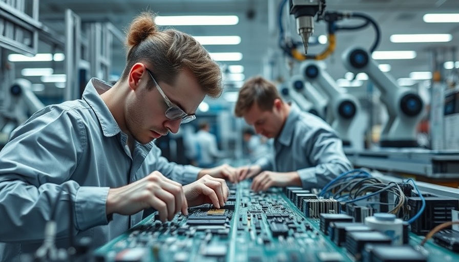 Technicians in electronics production, highlighting relocation aspects.