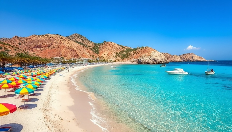 Park Hyatt Los Cabos hotel opening: stunning beachfront view with boats and umbrellas.