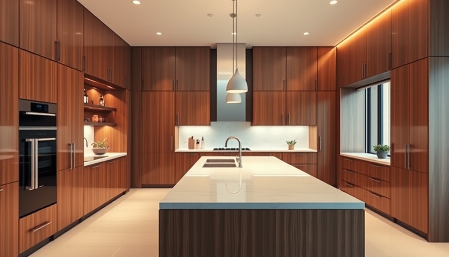 Modern kitchen with sleek wooden cabinets, perfect for kitchen upgrades to impress buyers.