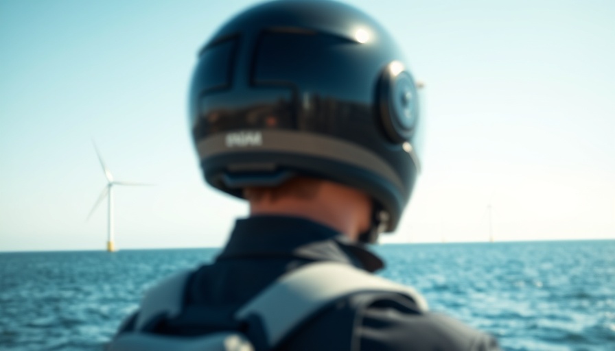 Person observing offshore wind turbines in ocean, Ørsted sustainability plan.