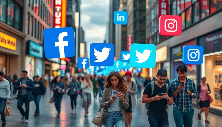 Master social media algorithms in urban digital setting with floating icons.