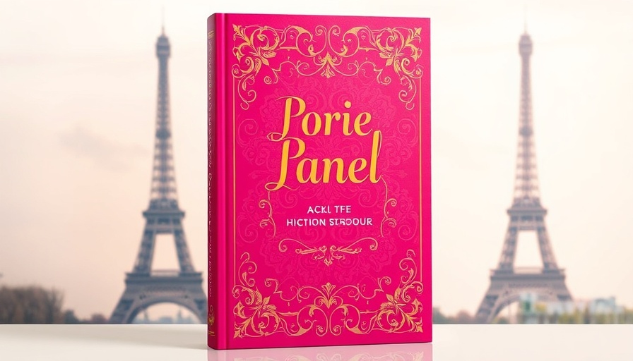 Historical fiction mystery book cover with Eiffel Tower and floral design