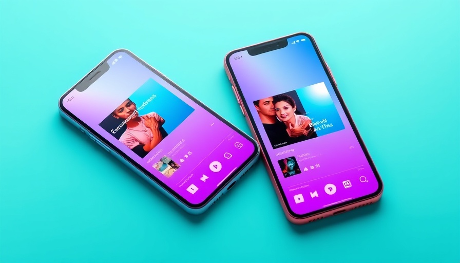Smartphones displaying AI-generated playlists 'Empowerment Anthems' and 'Melodic Flex' against an aqua background.