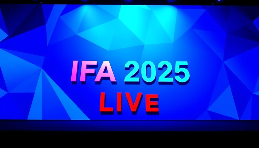 Geometric design 'IFA 2025 Live' in blue showcases wired technology innovations.