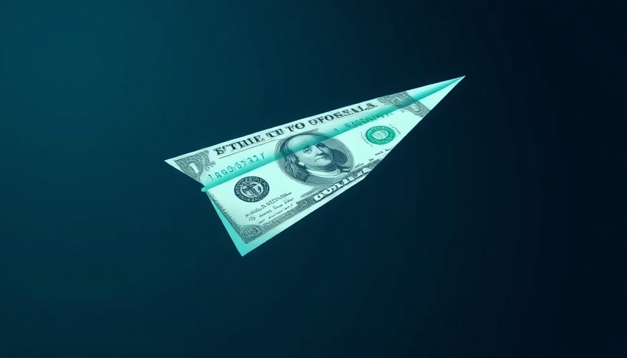 Teal paper airplane dollar symbolizing business growth capital for frontline workers