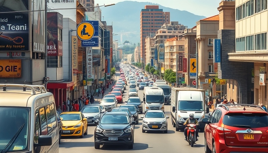 Bustling South Africa street depicting lively city life.
