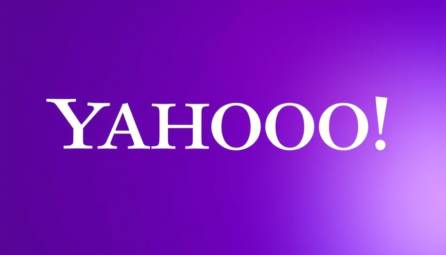 Yahoo logo on a purple background.