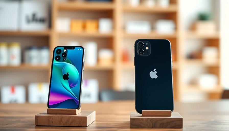 iPhone 17 Pro vs. iPhone 16 Pro comparison on wooden stands.