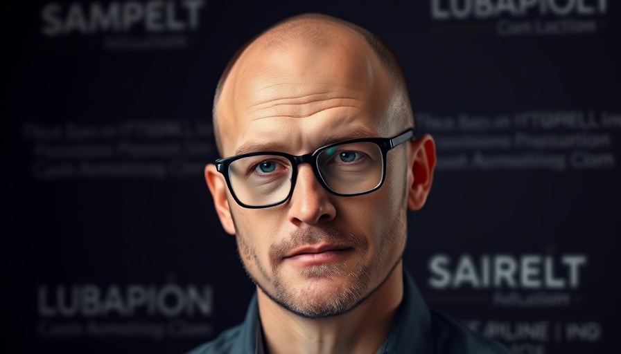 Bald man with glasses in front of text and logo about AI funding.