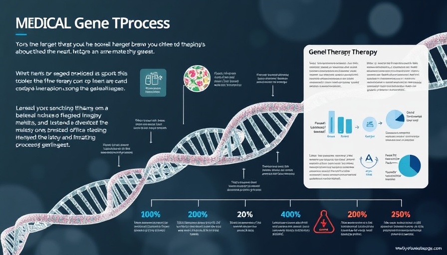 Medical illustration of gene therapy process flow.