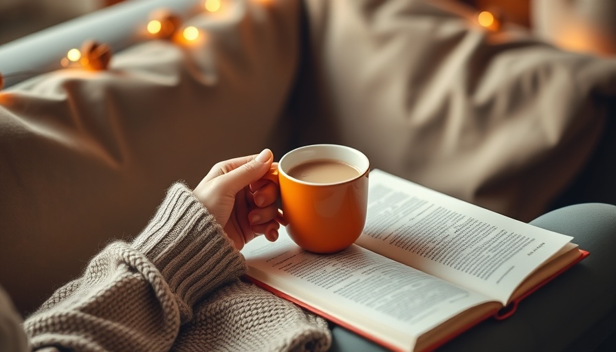 Cozy reading scene with coffee and book.